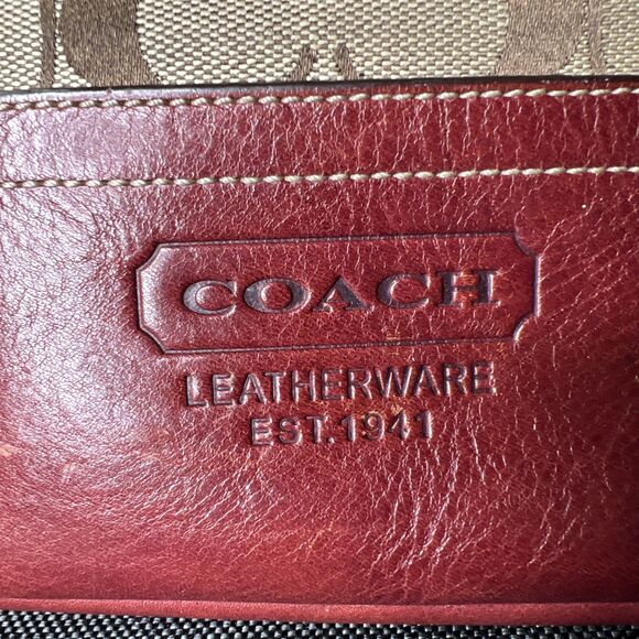 Coach Leatherware est 1941 Signature Canvas and Leather Shoulder Handbag EUC - Picture 2 of 15